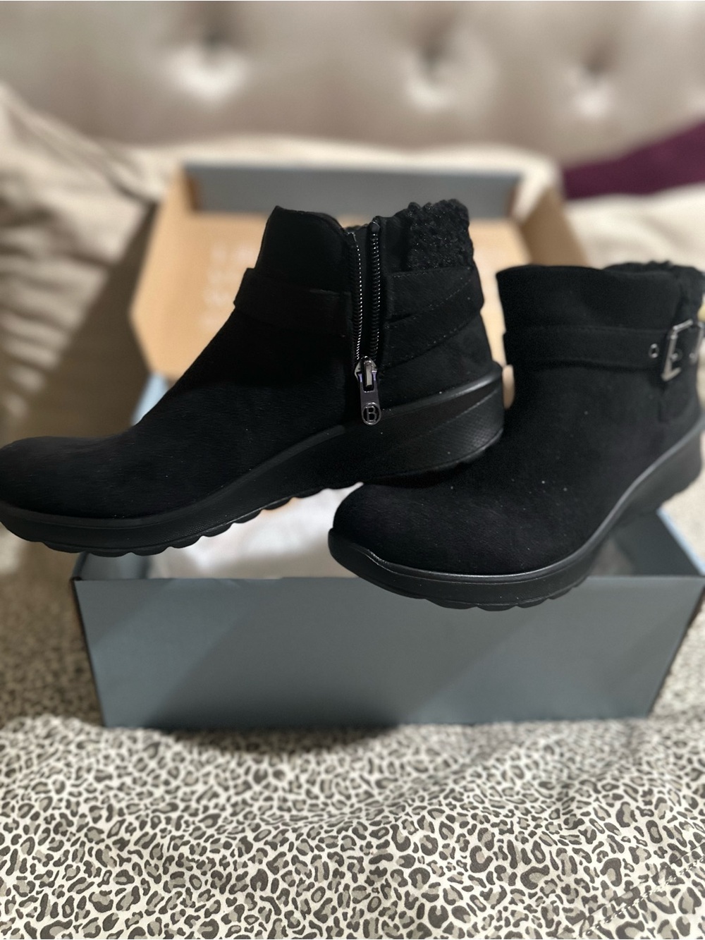 Life Stride Black Ankle Bootie with Buckle Accent